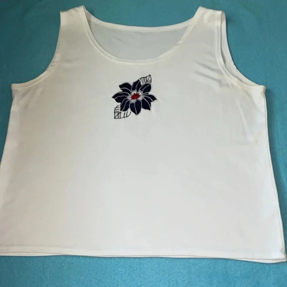 ALFRED DUNNER 2pc set floral collar button up top and embellished tank size 16 - Picture 11 of 15